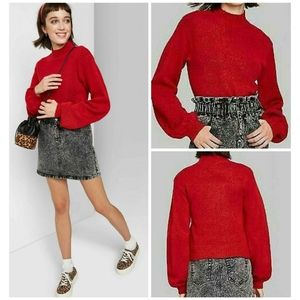 Wild Fable Women's Mock Turtleneck Thick Sweater Stretchy Red Junior XXL